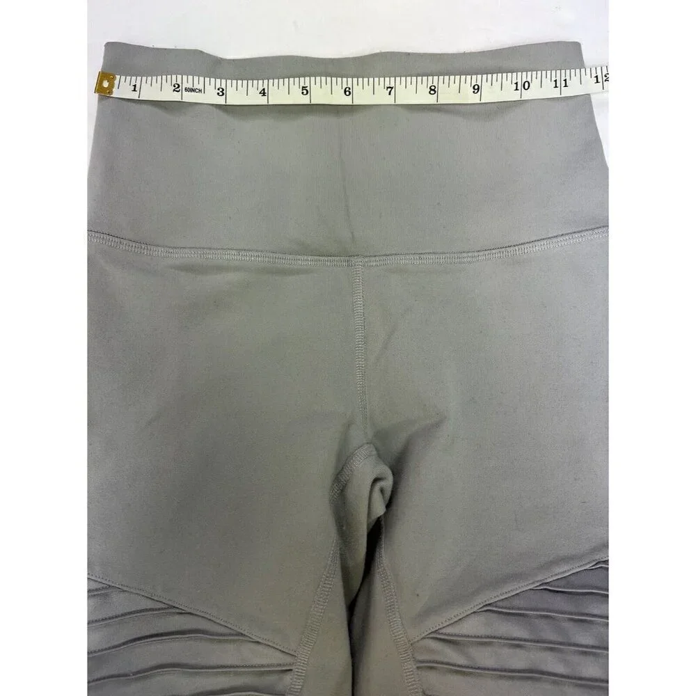 Alo Yoga Moto Leggings Size Small light gray Woman’s Textured High Waisted - Picture 6 of 11